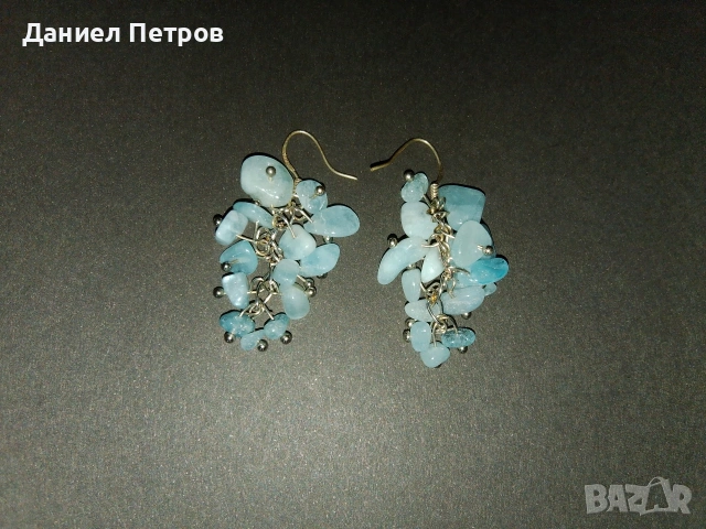 Висящи обеци със син камък