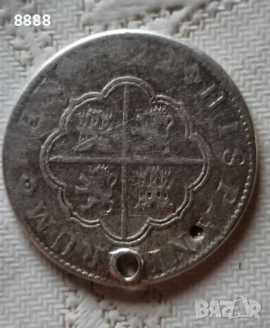 Сребърна монета 2 реала 1722  Испания , снимка 4 - Нумизматика и бонистика - 45797611