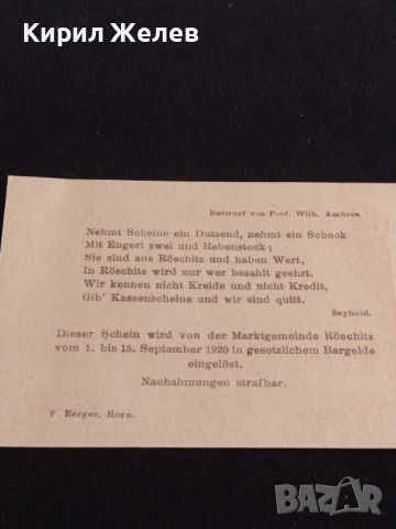 Банкнота НОТГЕЛД 20 хелер 1920г. Австрия перфектно състояние за КОЛЕКЦИОНЕРИ 44658, снимка 7 - Нумизматика и бонистика - 45234200