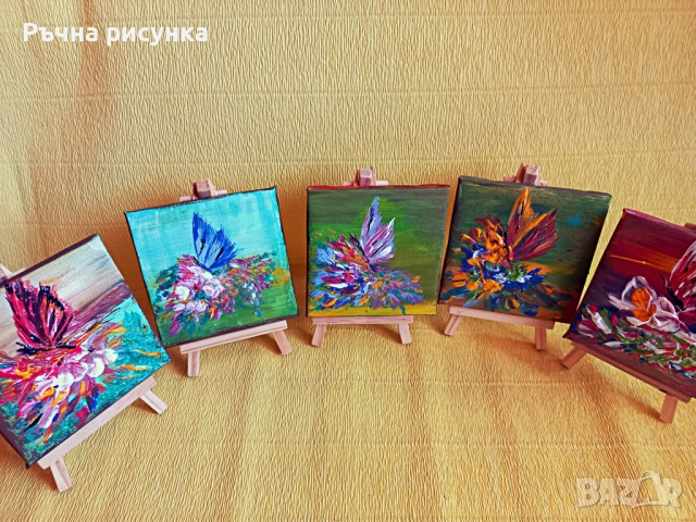 Авторски мини картини тема есен ,цена 10лв -картина и статив и големи картини , снимка 10 - Картини - 38707244