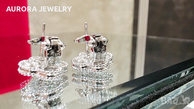 Van Cleef & Arpels VCA Silver Diamond Vintage Alhambra Clips Дамски Обеци, снимка 9 - Обеци - 53890886