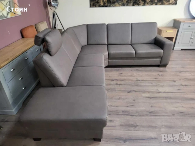 ПРОМОЦИЯ!!! Кожен ъглов диван цвят кафяв Нуга ZE - EM05002, снимка 3 - Дивани и мека мебел - 52838297