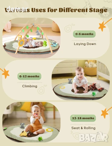 Бебешка постелка за фитнес и активност, 6 подвижни играчки, снимка 4 - Други - 50536804