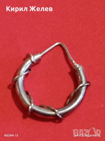Сребърни обеци с декоративно обвита тел ръчна ювелирна изработка 53687, снимка 5 - Обеци - 53410821