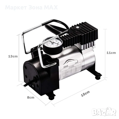 Компресор за въздух с метален корпус и 150 вата мощност, 1 цол/ 2 цола, снимка 3 - Аксесоари и консумативи - 53459387