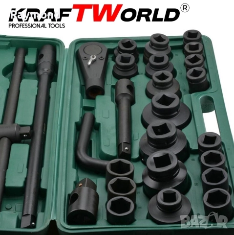 Камионджийско гедоре 26 части KraftWorld – 3/4″ & 1″, ударни вложки 21–65 мм, снимка 4 - Гедорета - 51465317
