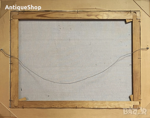  Пейзаж. Къща с езеро. Масло върху платно., снимка 4 - Картини - 52961076