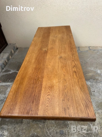 Масивна дъбова маса – 230 см, плот 6 см, снимка 4 - Маси - 53958821