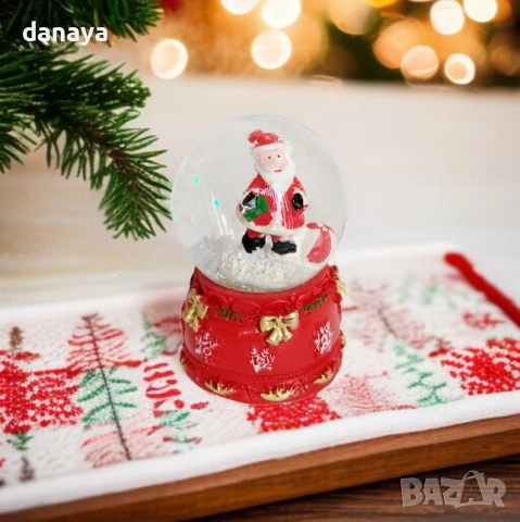 6237 Коледно преспапие с Дядо Коледа снежна топка, 7 см, снимка 3 - Декорация за дома - 52051203