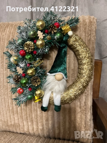 Коледни венчета с малки симпатични гномчета, снимка 2 - Декорация за дома - 52296555