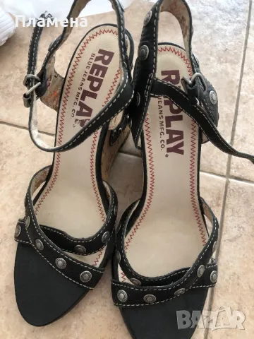 Нови дамски черни сандали Replay 38 номер , снимка 3 - Сандали - 50173250