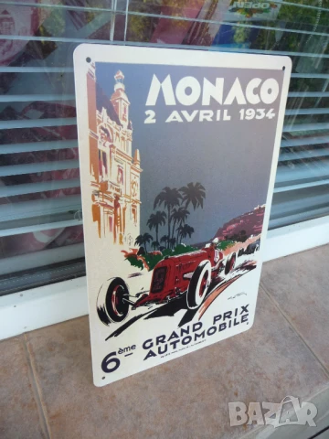 Метална табела кола Monaco 1934 рали формула 1 Gran Prix ретро спортни автомобили, снимка 2 - Рекламни табели - 51154792