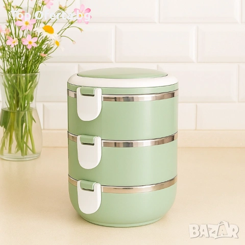 Ефективна и практична тройна кутия за съхранение на храна  , снимка 3 - Кутии за храна - 53776443