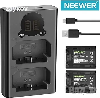 NEEWER 2280mAh NP-FZ100 Резервна батерия и зарядно устройство с LCD дисплей, снимка 1 - Друга електроника - 47247489