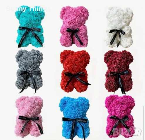 Мече от рози в кутия/Подарък за жена/ Подарък за Свети Валентин/Подарък за рожден ден/Деня на жената, снимка 2 - Подаръци за жени - 53407501