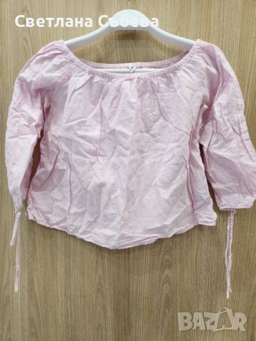 Розова блуза райе, снимка 1 - Блузи с дълъг ръкав и пуловери - 45584169