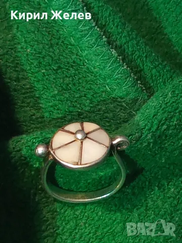СТАР РЕТРО АРТ СЕДЕФЕН СРЕБЪРЕН ПРЪСТЕН СРЕБРО ВИСОКА ПРОБА с РЪЧНО ИНКРУСТИРАН СЕДЕФ 47160, снимка 14 - Антикварни и старинни предмети - 50136456