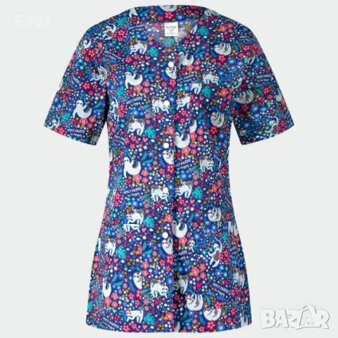 Дамска туника - цветна с принт "Ленивци"