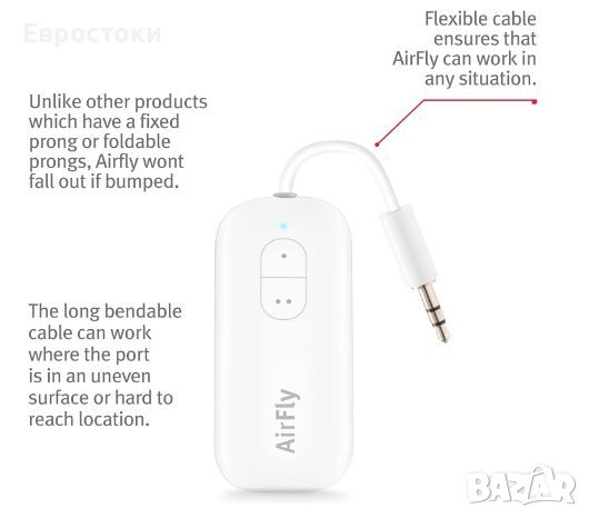 TwelveSouth AirFly Duo Bluetooth 3.5mm Headphone Adapter, снимка 2 - Слушалки, hands-free - 46553422