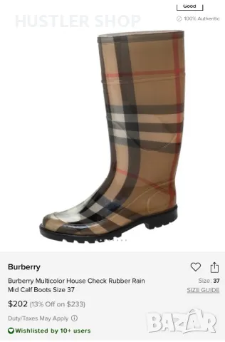 Гумени ботуши BURBERRY.Номер 39, снимка 7 - Дамски ботуши - 48173376