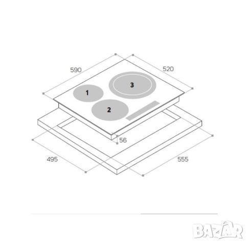 Индукционен котлон Taurus I603S, 5800 W, 3 нагревателни зони, 9 нива на мощност, снимка 2 - Печки, фурни - 46242996