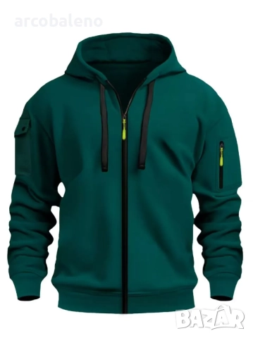 Мъжки преходен суичър с качулка и цип и с множество джобове, 10цвята , снимка 8 - Суичъри - 51743260