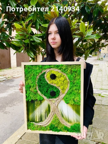 Голяма жива картина от скандинавски мъх, снимка 6 - Декорация за дома - 52749036