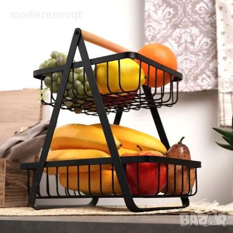 Метален кош с две нива за съхранение на плодове и зеленчуци, снимка 2 - Други стоки за дома - 49761238