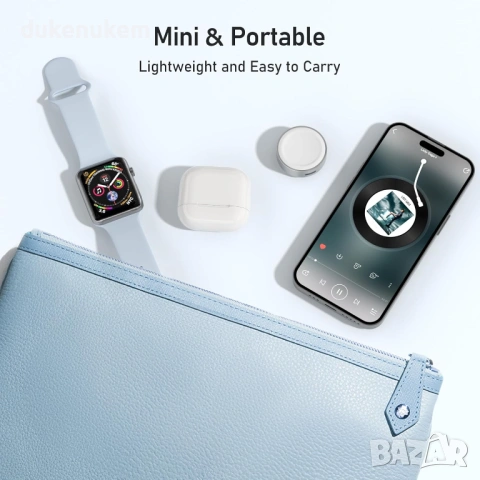 Магнитно зарядно за Apple Watch USB-C 5W – компактна безжична док станция, снимка 6 - Смарт гривни - 53333589