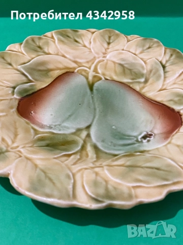 Sarregueminess.Антична чиния (1920-1950г.) от френска майолика, снимка 2 - Антикварни и старинни предмети - 52792202