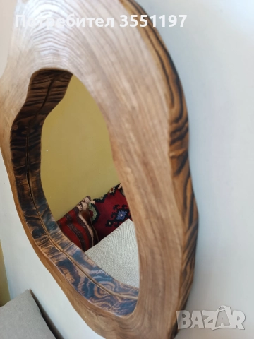 Голямо ОГЛЕДАЛО с масивна дървена рамка от дънер с външен ръб, снимка 6 - Огледала - 52897096