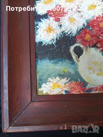 Картина "хризантеми"25-28 см, снимка 4 - Картини - 52142339