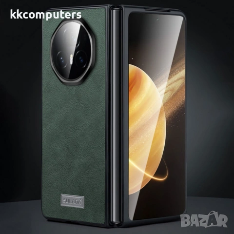 Калъф за Honor Magic V3 SULADA Shockproof TPU и Естествена Кожа и протектор– 4 цвята, снимка 3 - Калъфи, кейсове - 53888945