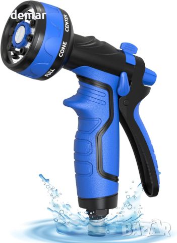 Пистолет за маркуч за пръскане с тръба , 8 регулируеми схеми за поливане (синьо и черно), снимка 1 - Напояване - 45655931