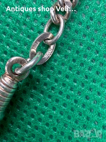 Сребърен кюстек за джобен часовник №7330 , снимка 4 - Мъжки - 51376819