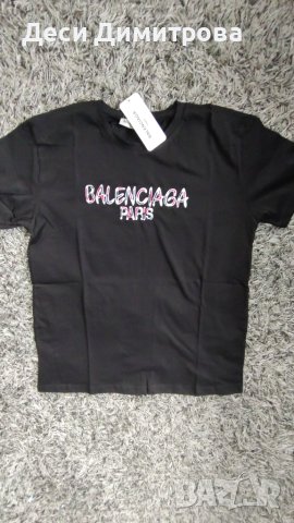 Balenciaga нова черна тениска с бродерия, снимка 1 - Тениски - 44940032