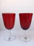 2 бр червени чаши, ръчна изработка, духано стъкло , снимка 1