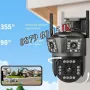 Безжична WiFi IP камера с 3 обектива 12MPx, нощно виждане, 360°, снимка 3