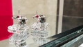 Van Cleef & Arpels VCA Silver Diamond Vintage Alhambra Clips Дамски Обеци, снимка 9