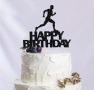 Бягане Ориентиране Атлетика Happy Birthday картонен брокатен топер декор за торта рожден ден украса, снимка 3