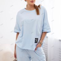 Дамски памучен комплект блуза + панталон, 2цвята , снимка 3 - Комплекти - 45670524
