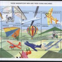 Чисти марки в малък лист Авиация Самолети 1988 от Ангола, снимка 1 - Филателия - 45351630