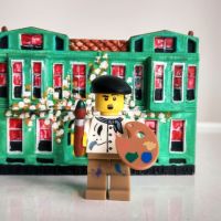 LEGO vintage фигурка на художник с цветна къща. , снимка 1 - Колекции - 45657976