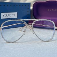 Gucci прозрачни слънчеви очила авиатор с камъни очила за компютър , снимка 6 - Слънчеви и диоптрични очила - 45209330
