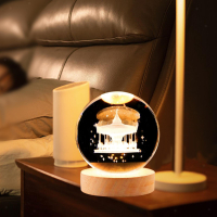 LED Светеща кристална топка/лампа, 3D сензорна -Въртележка с коне, снимка 4 - Настолни лампи - 45036554
