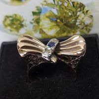 Златен пръстен 10.94гр.14 К с диаманти 0.09ct и сапфир 0.075ct +сертификат	, снимка 1 - Пръстени - 45223390