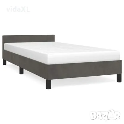 vidaXL Рамка за легло без матрак, тъмносива, 90x200 см, кадифе(SKU:347550), снимка 1