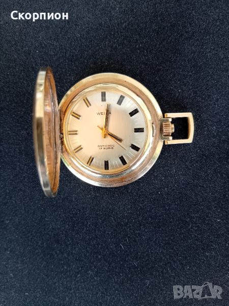 Швейцарски джобен часовник  - WELTA - 17 рубина с позлата, снимка 1
