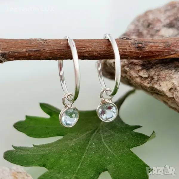 5234
Сребърни обеци халки със син Топаз , снимка 1