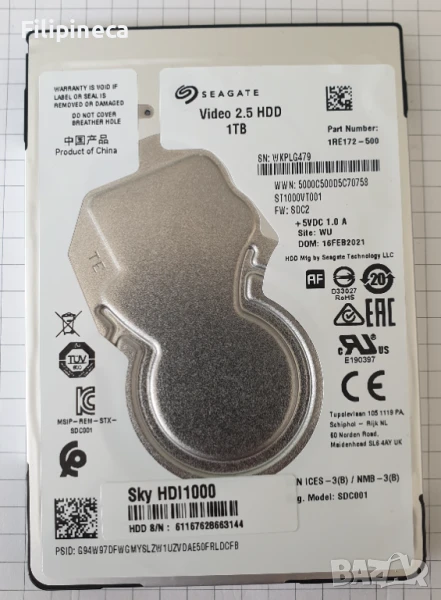 Seagate video 2.5 hdd 1tb hard disk , хард диск, снимка 1